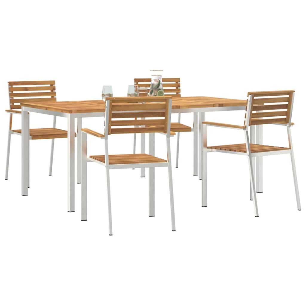 Garden Dining Set 5 pcs Solid acacia wood & stainless steel