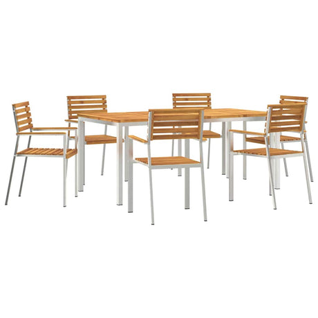 Garden Dining Set 7 pcs Solid acacia wood & stainless steel