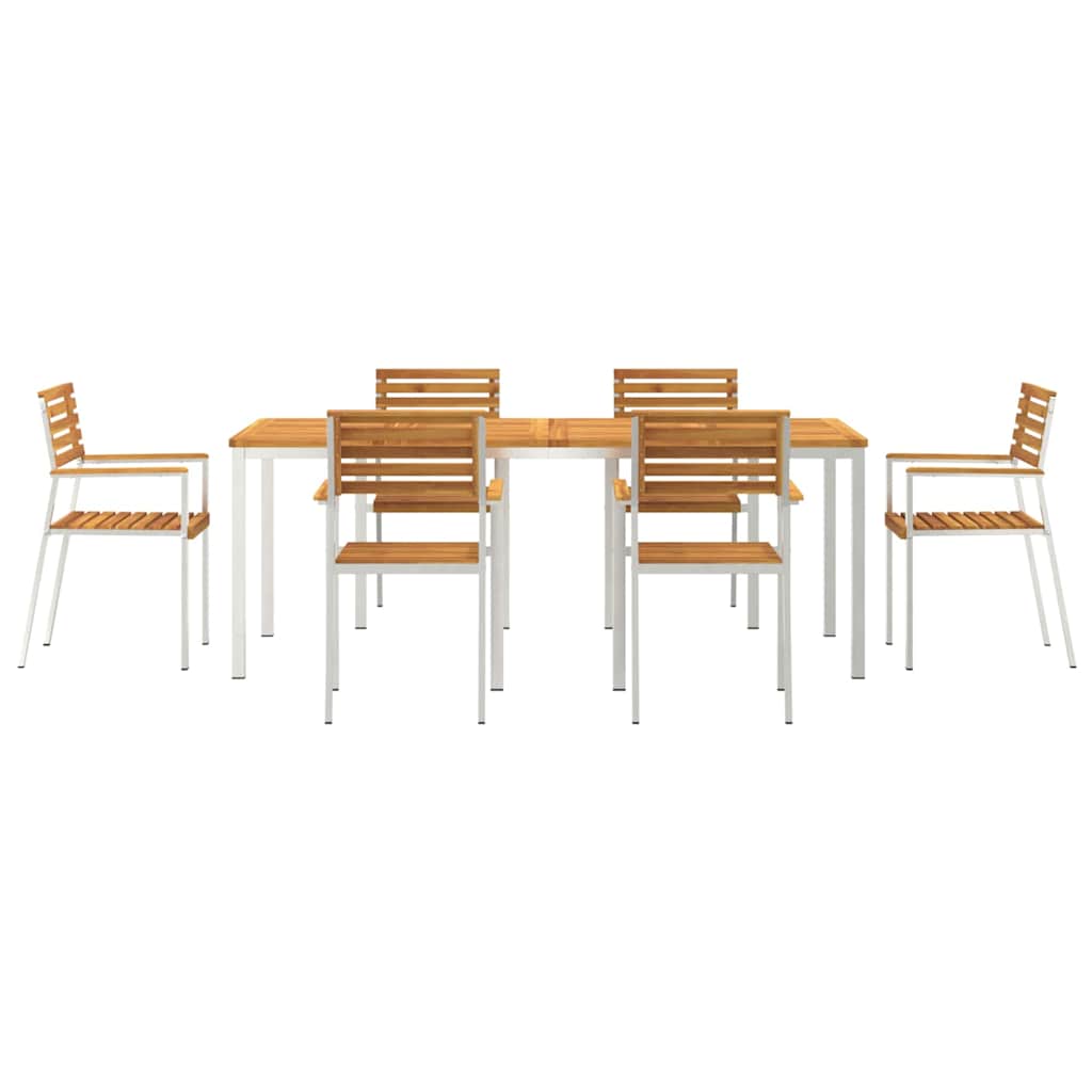 Garden Dining Set 7 pcs Solid acacia wood & stainless steel