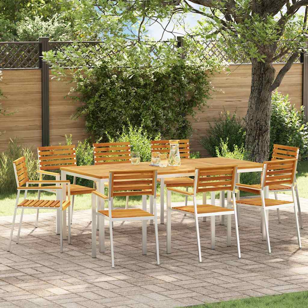 Garden Dining Set 9 pcs Solid acacia wood & stainless steel