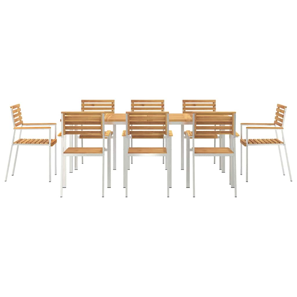 Garden Dining Set 9 pcs Solid acacia wood & stainless steel