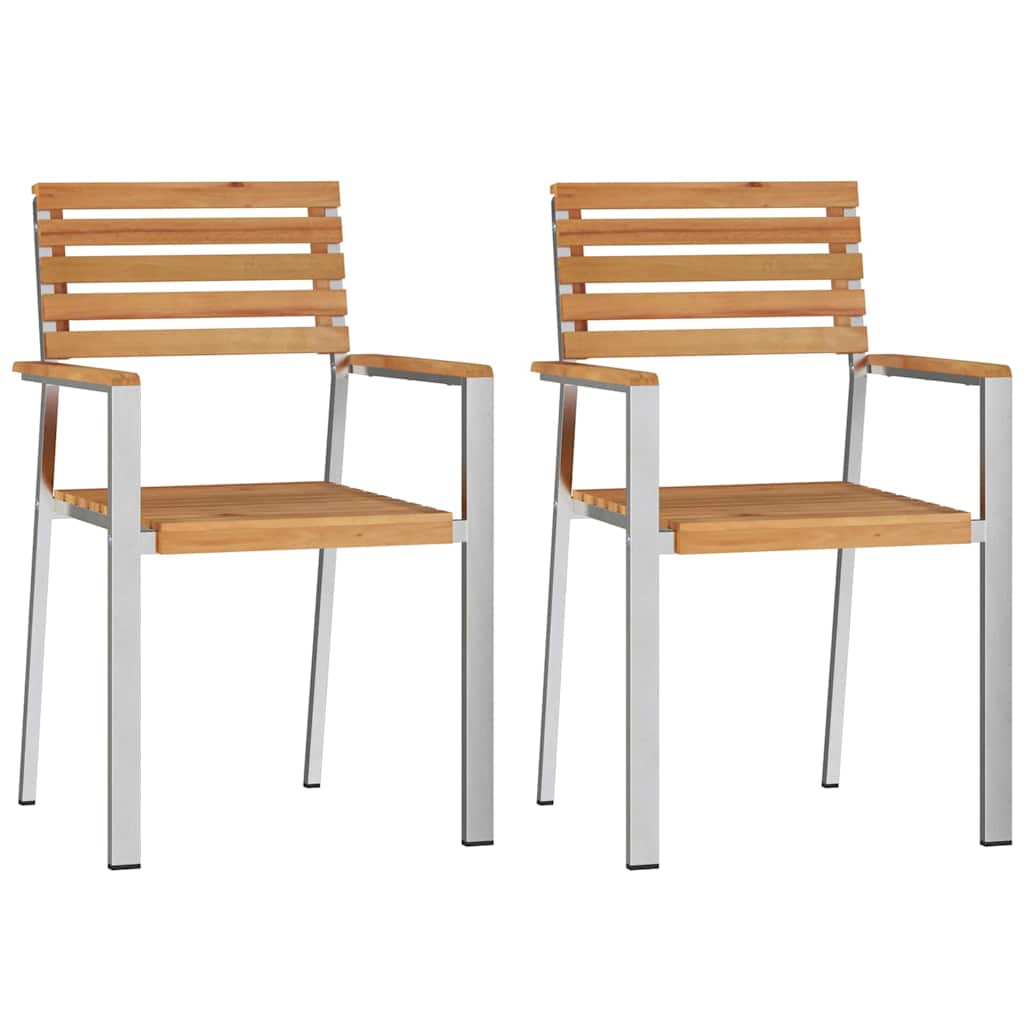 Garden Dining Set 3 pcs Brown Solid teak wood & stainless steel