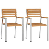 Garden Dining Set 3 pcs Brown Solid teak wood & stainless steel