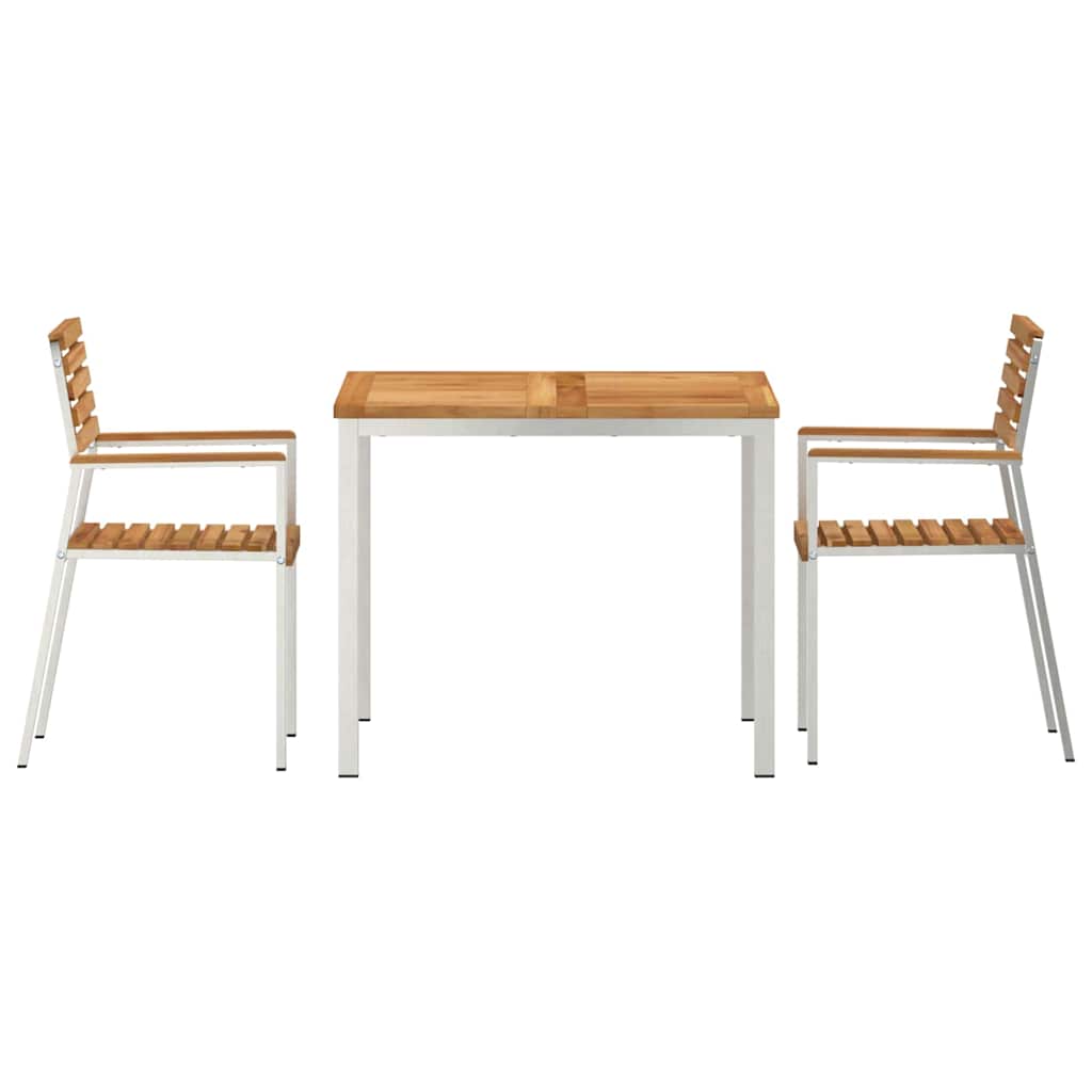 Garden Dining Set 3 pcs Brown Solid teak wood & stainless steel