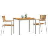 Garden Dining Set 3 pcs Brown Solid teak wood & stainless steel