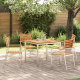 Garden Dining Set 5 pcs Brown Solid teak wood & stainless steel