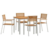 Garden Dining Set 5 pcs Brown Solid teak wood & stainless steel