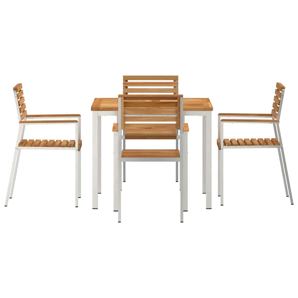 Garden Dining Set 5 pcs Brown Solid teak wood & stainless steel