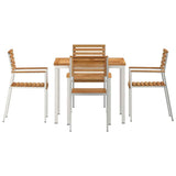 Garden Dining Set 5 pcs Brown Solid teak wood & stainless steel