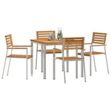 Garden Dining Set 5 pcs Brown Solid teak wood & stainless steel