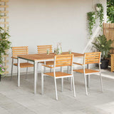 Garden Dining Set 5 pcs Brown Solid teak wood & stainless steel