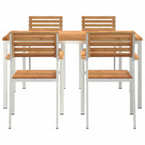 Garden Dining Set 5 pcs Brown Solid teak wood & stainless steel