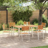 Garden Dining Set 7 pcs Brown Solid teak wood & stainless steel