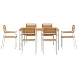 Garden Dining Set 7 pcs Brown Solid teak wood & stainless steel