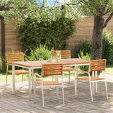 Garden Dining Set 5 pcs Brown Solid teak wood & stainless steel