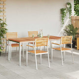 Garden Dining Set 5 pcs Brown Solid teak wood & stainless steel