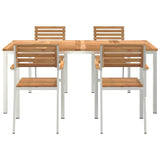 Garden Dining Set 5 pcs Brown Solid teak wood & stainless steel