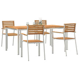 Garden Dining Set 5 pcs Brown Solid teak wood & stainless steel
