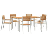 Garden Dining Set 7 pcs Brown Solid teak wood & stainless steel