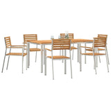 Garden Dining Set 7 pcs Brown Solid teak wood & stainless steel