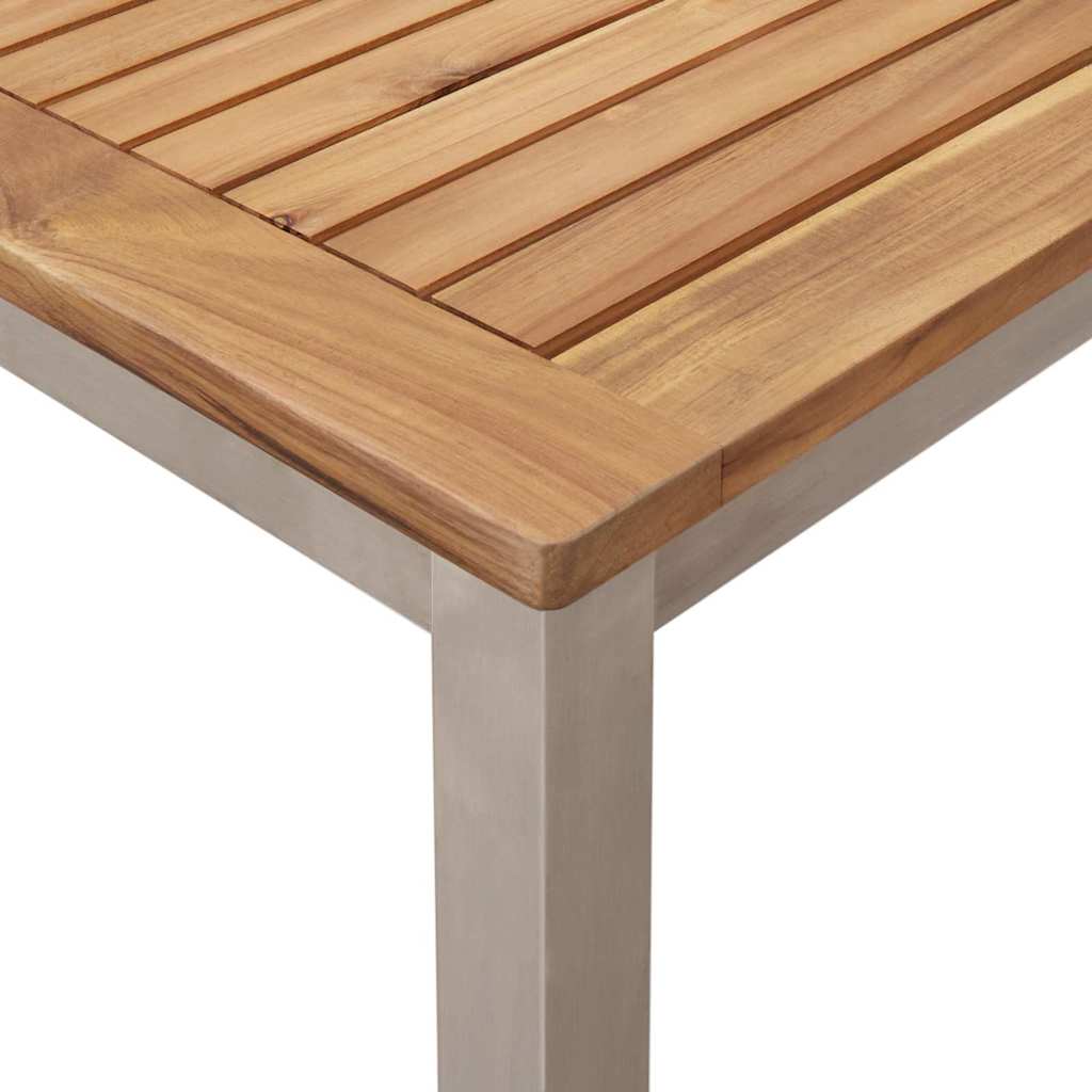 Garden Dining Set 7 pcs Brown Solid teak wood & stainless steel