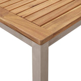 Garden Dining Set 7 pcs Brown Solid teak wood & stainless steel