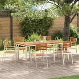 Garden Dining Set 7 pcs Brown Solid teak wood & stainless steel