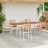 Garden Dining Set 7 pcs Brown Solid teak wood & stainless steel