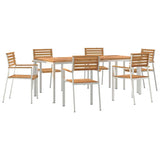 Garden Dining Set 7 pcs Brown Solid teak wood & stainless steel