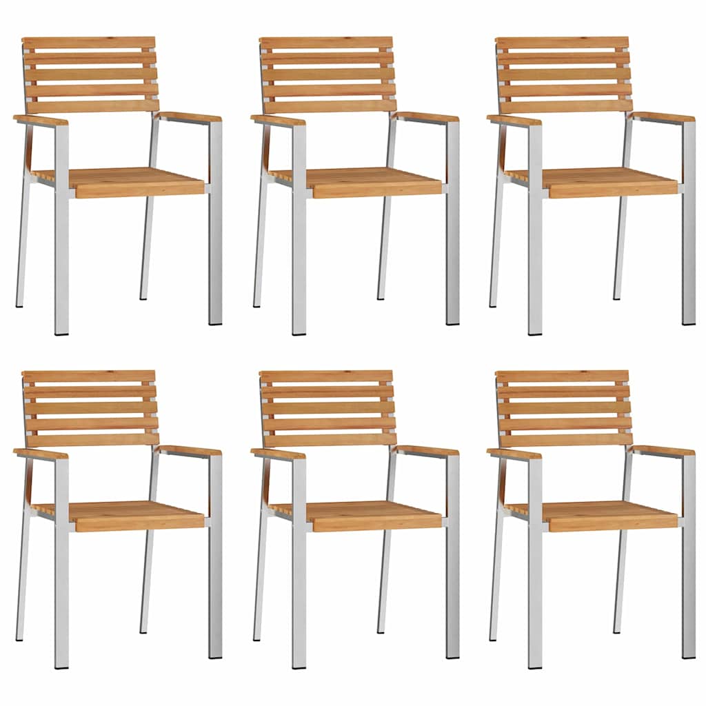 Garden Dining Set 7 pcs Brown Solid teak wood & stainless steel