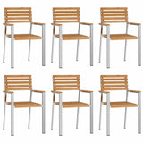 Garden Dining Set 7 pcs Brown Solid teak wood & stainless steel