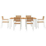 Garden Dining Set 7 pcs Brown Solid teak wood & stainless steel