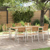 Garden Dining Set 9 pcs Brown Solid teak wood & stainless steel