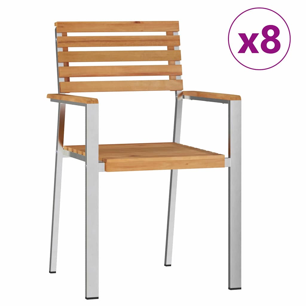 Garden Dining Set 9 pcs Brown Solid teak wood & stainless steel