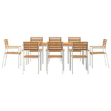 Garden Dining Set 9 pcs Brown Solid teak wood & stainless steel