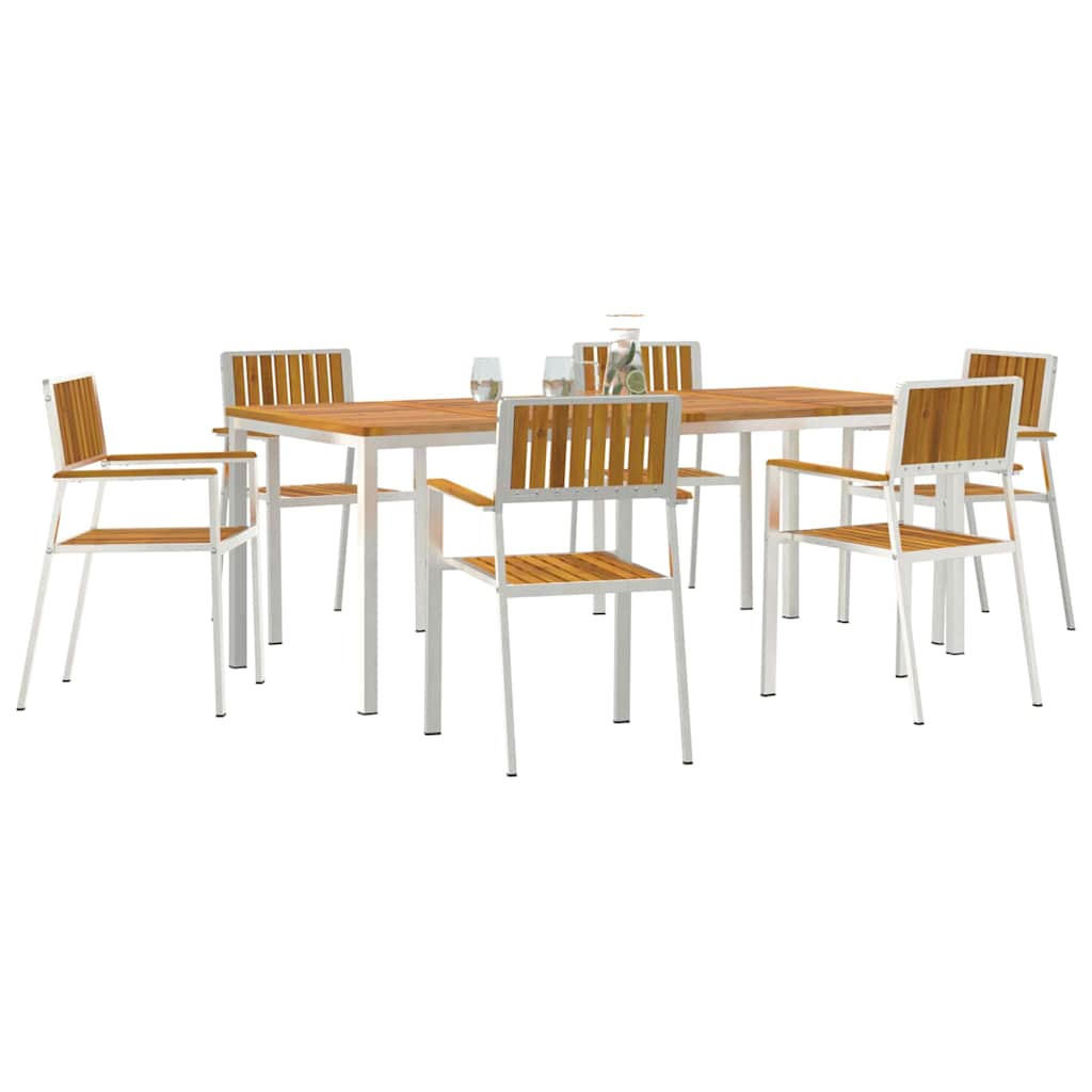 Garden Dining Set 7 pcs Brown Solid acacia wood