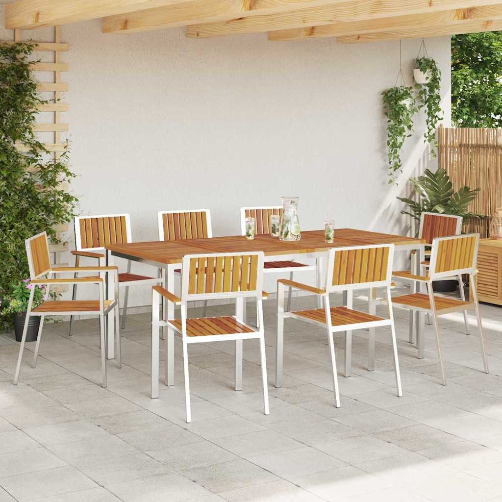 Garden Dining Set 9 pcs Brown Solid acacia wood