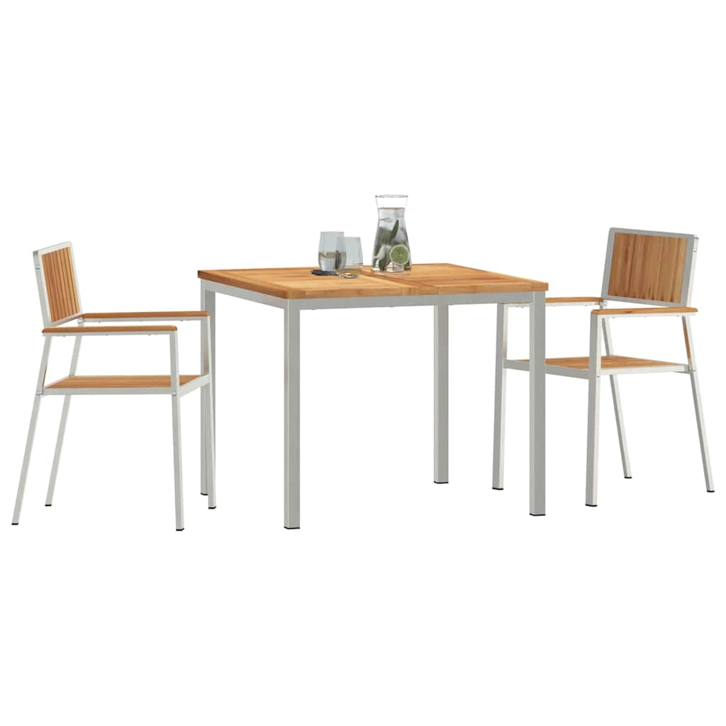Garden Dining Set 3 pcs Brown Solid teak wood
