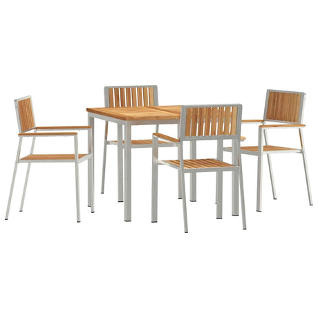 Garden Dining Set 5 pcs Brown Solid teak wood
