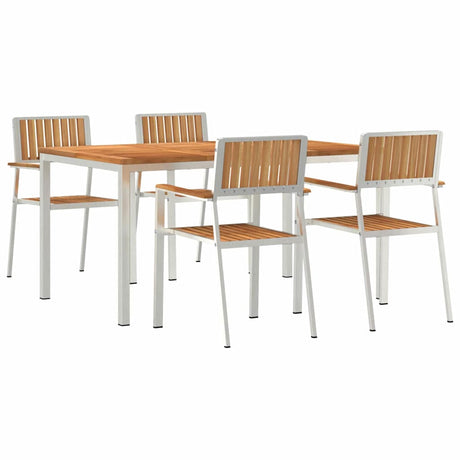 Garden Dining Set 5 pcs Brown Solid teak wood