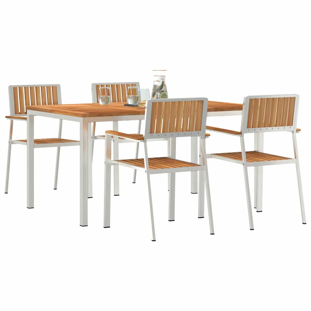 Garden Dining Set 5 pcs Brown Solid teak wood