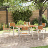 Garden Dining Set 7 pcs Brown Solid teak wood