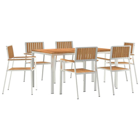 Garden Dining Set 7 pcs Brown Solid teak wood