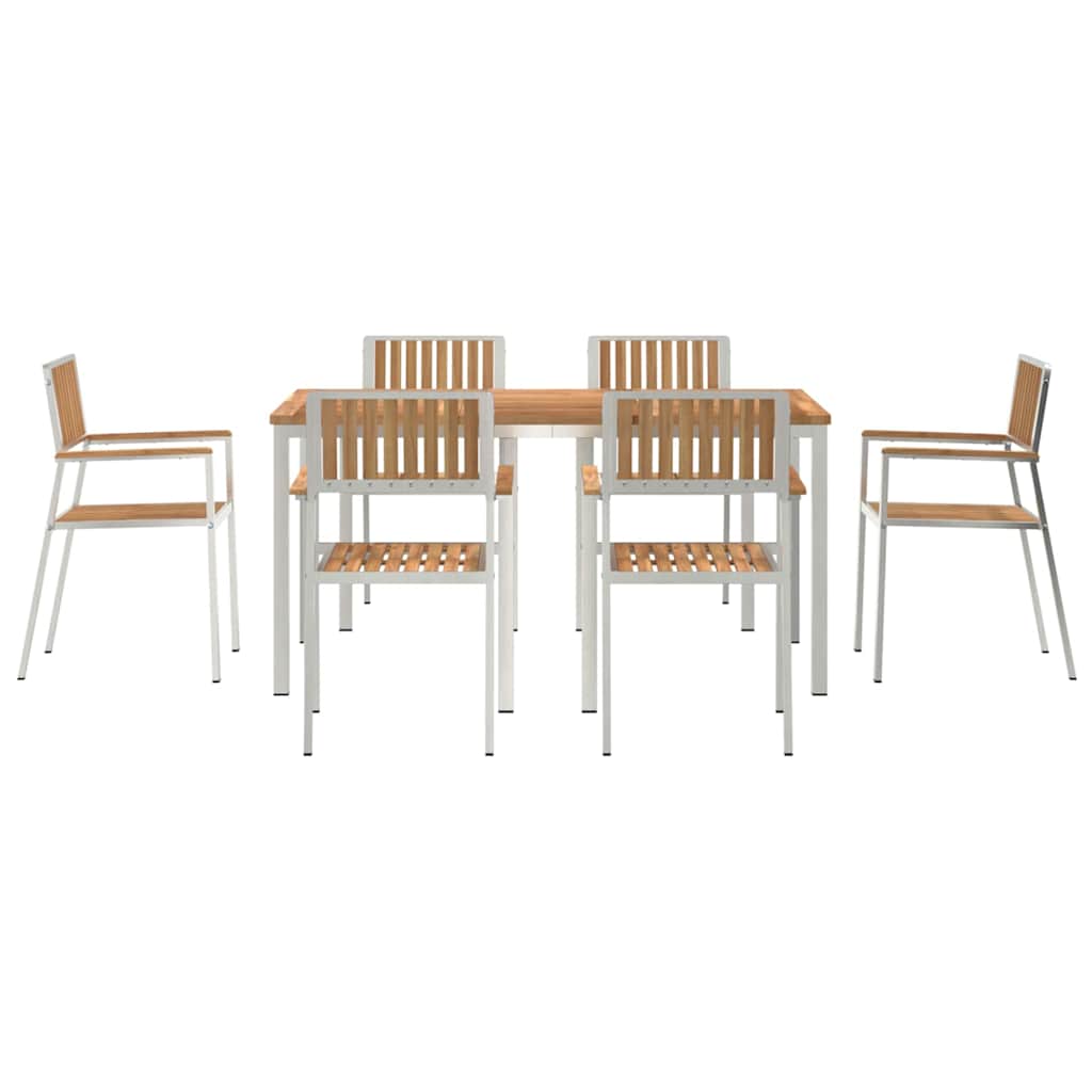 Garden Dining Set 7 pcs Brown Solid teak wood