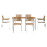 Garden Dining Set 7 pcs Brown Solid teak wood