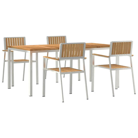 Garden Dining Set 5 pcs Brown Solid teak wood