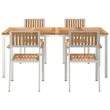 Garden Dining Set 5 pcs Brown Solid teak wood