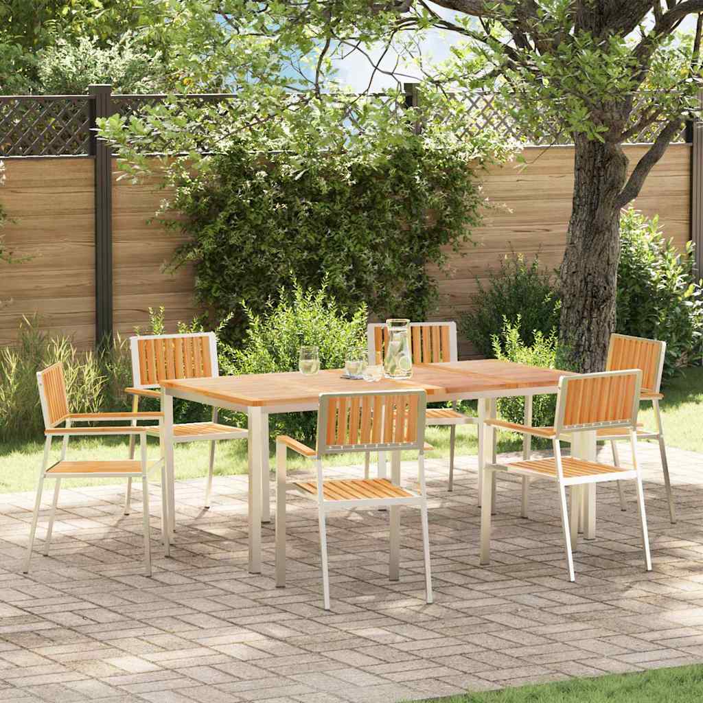 Garden Dining Set 7 pcs Brown Solid teak wood