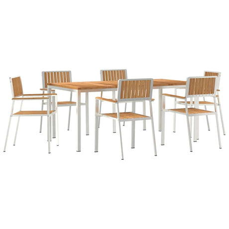 Garden Dining Set 7 pcs Brown Solid teak wood