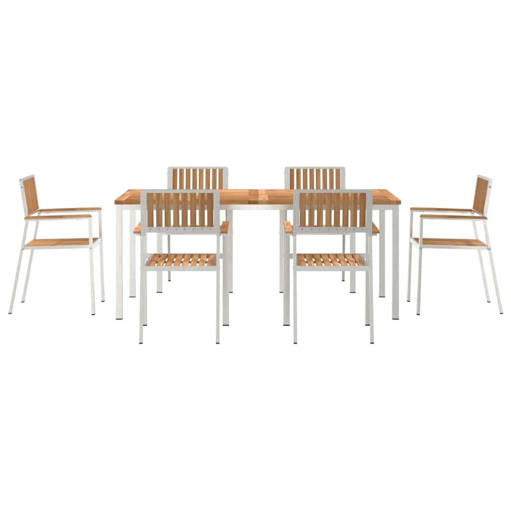 Garden Dining Set 7 pcs Brown Solid teak wood